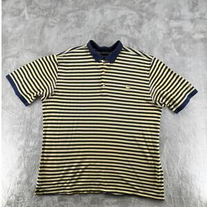 Masters Collection Golf Polo XL Yellow Navy Stripe Pima Cotton Hong Kong VTG